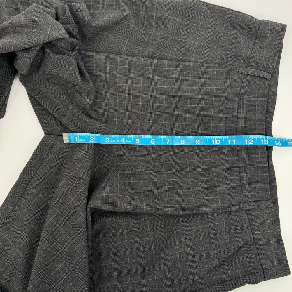 Zara Plaid Wide Leg Pleated Front Pants L Charcoal Gray - Picture 9 of 9
